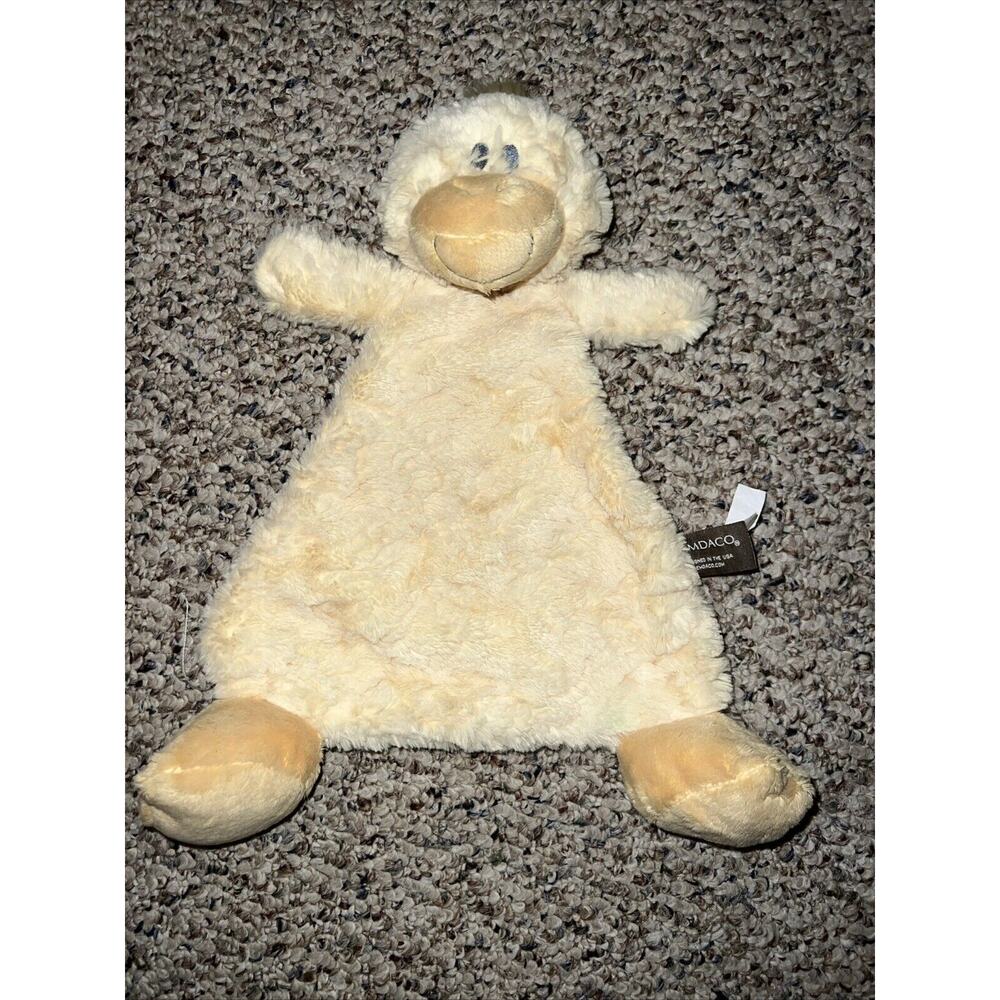 DEMDACO BABY DUCK YELLOW PLUSH LOVEY, SECURITY BLANKET RATTLE TOY